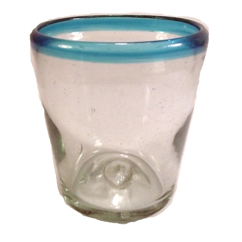 BGX Turquoise Rim Conic Glass     3.5″ x 2.5″ x 4″